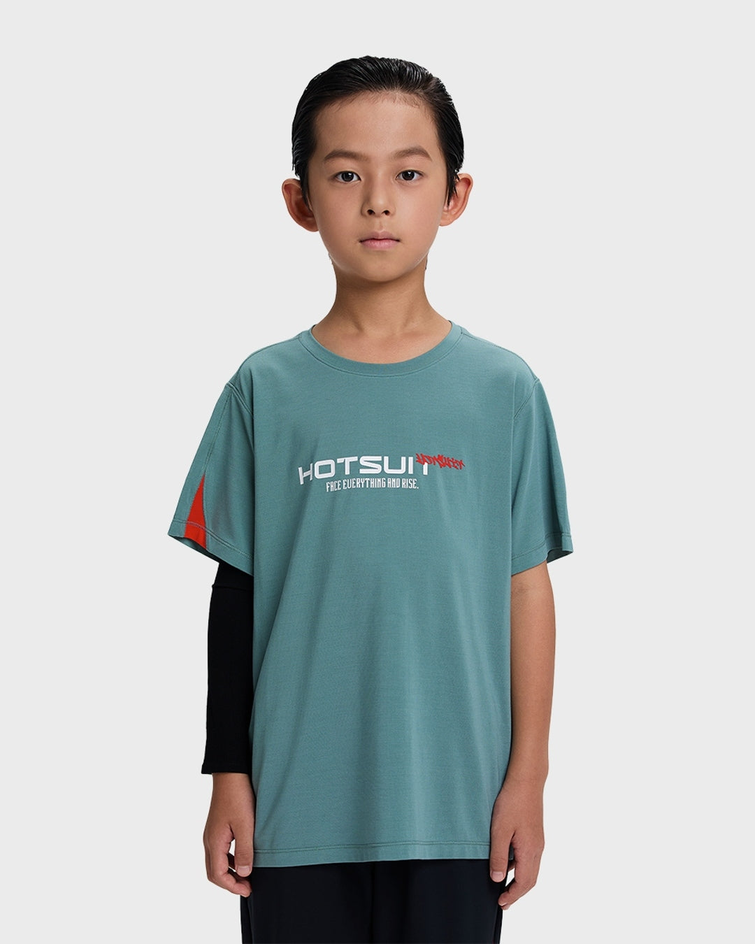 HOTSUIT Kid's T-shirt; #color_Stormy Sea/Fiery Red