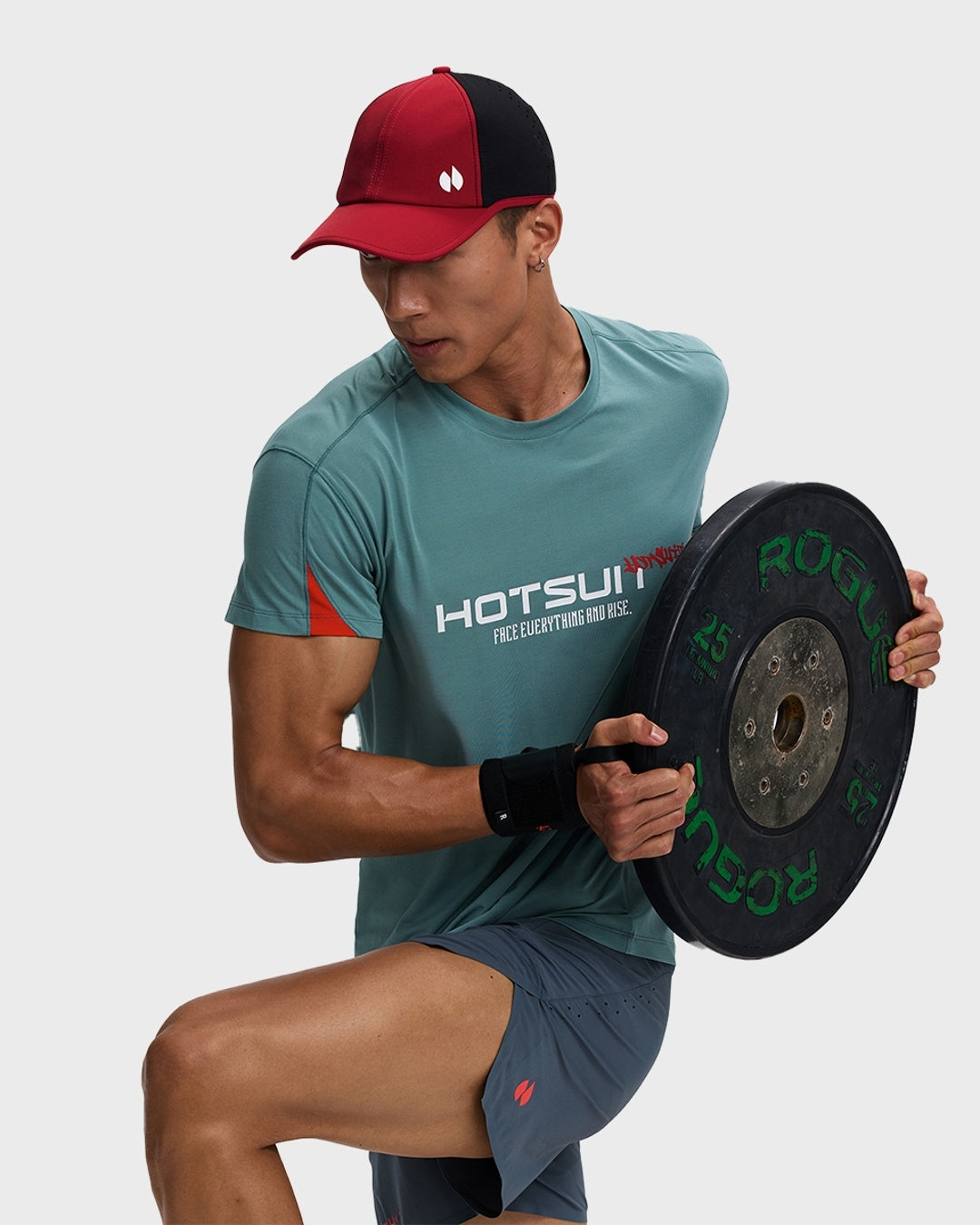 Hotsuit Training Functional T-shirt; #color_Stormy Sea/Fiery Red