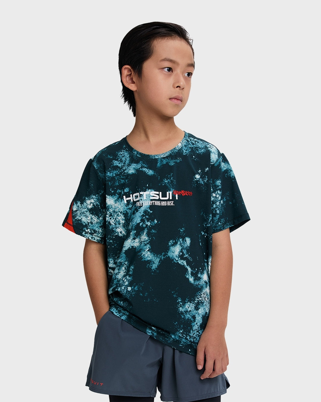 HOTSUIT Boy's T-shirt; #color_Chalk green/Fiery Red