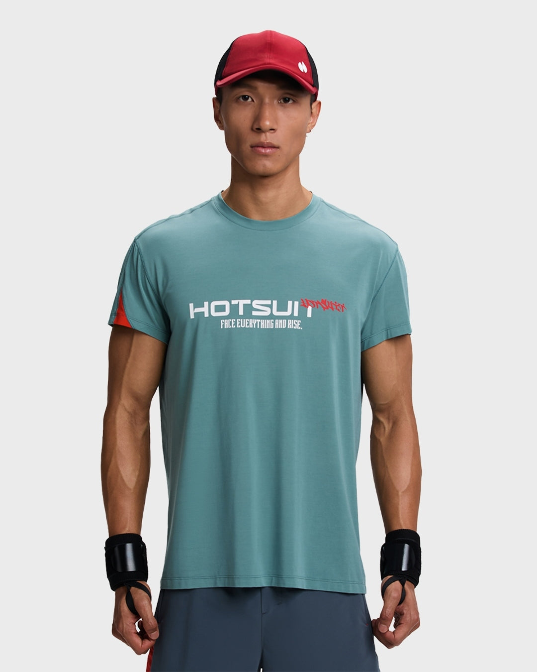 Hotsuit Training Functional T-shirt; #color_Stormy Sea/Fiery Red