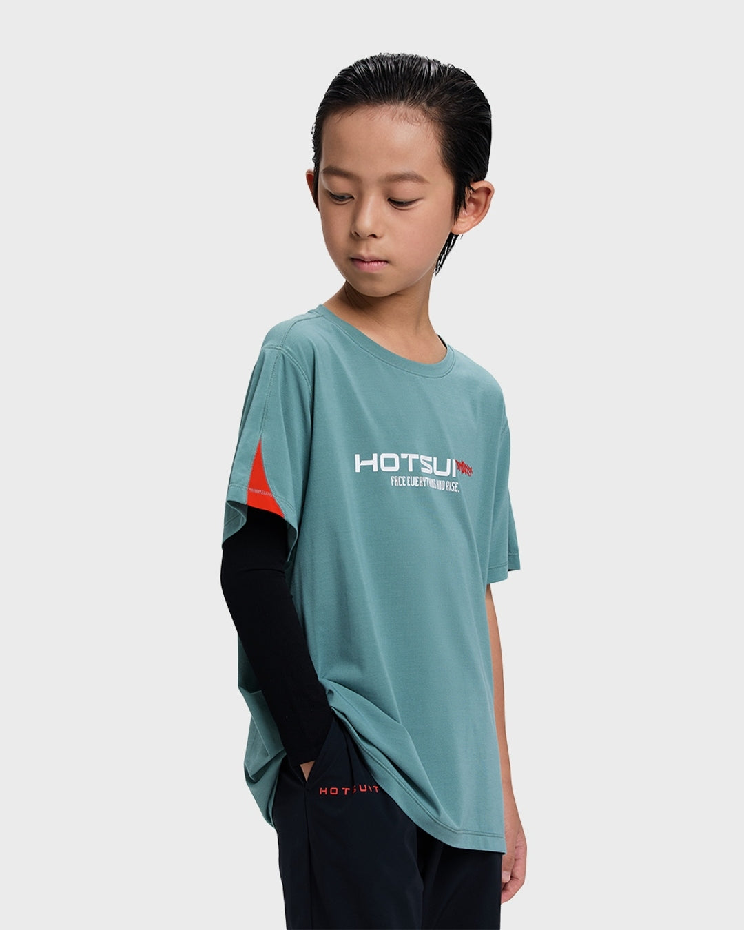 HOTSUIT Kid's T-shirt; #color_Stormy Sea/Fiery Red