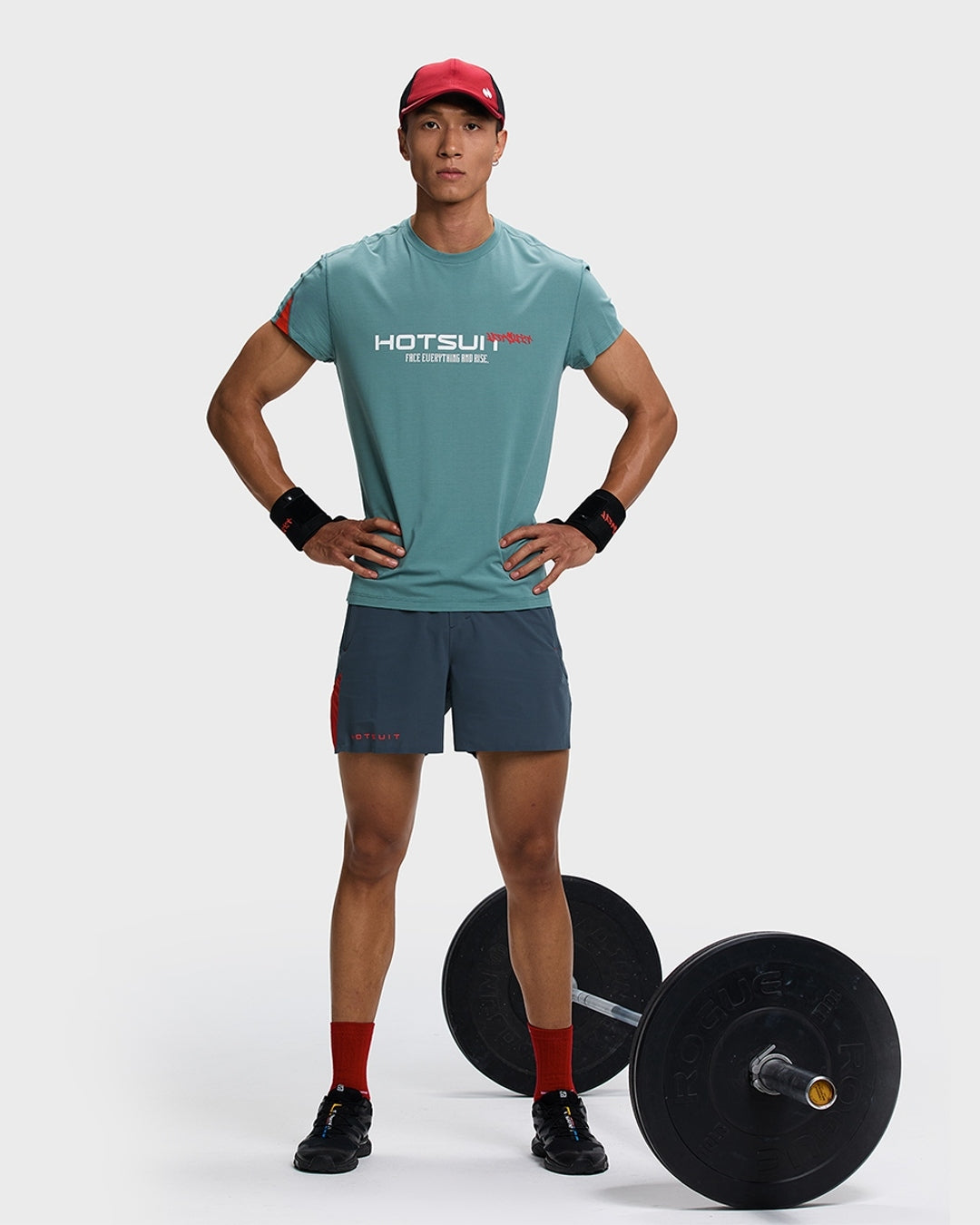 Hotsuit Training Functional T-shirt; #color_Stormy Sea/Fiery Red