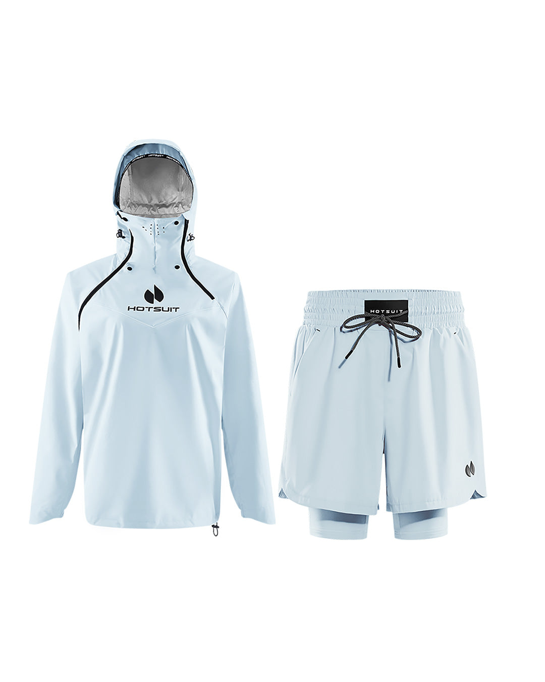 HOTSUIT Women's 904 MAX Gorpcore Hooded & Shorts Sauna Suit #color_Baby Blue 