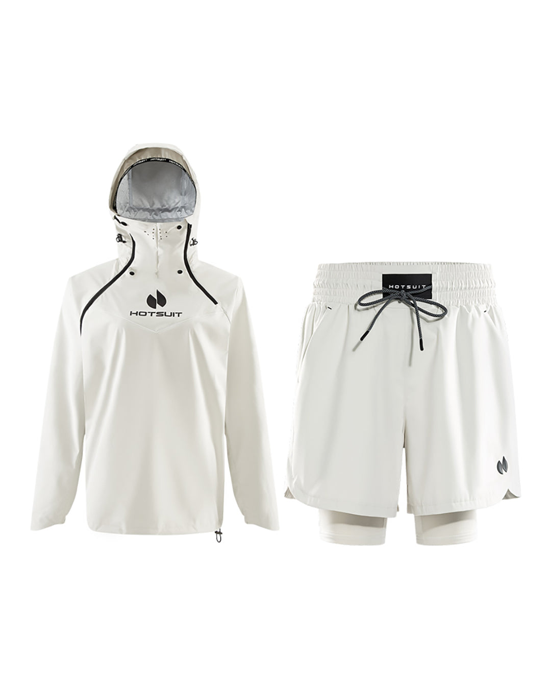 HOTSUIT Women's 904 MAX Gorpcore Hooded & Shorts Sauna Suit #color_Buttercream