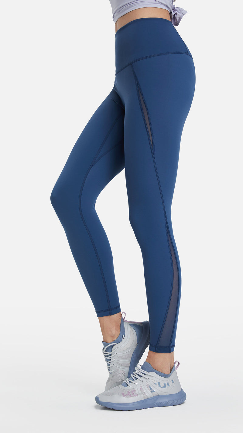 Compression Waistband Sports Leggings Tights Dark Blue | FIRM ABS